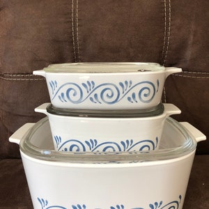 Corningware blue heart + ocean view dishes various sizes 1L, 2L, 3L
