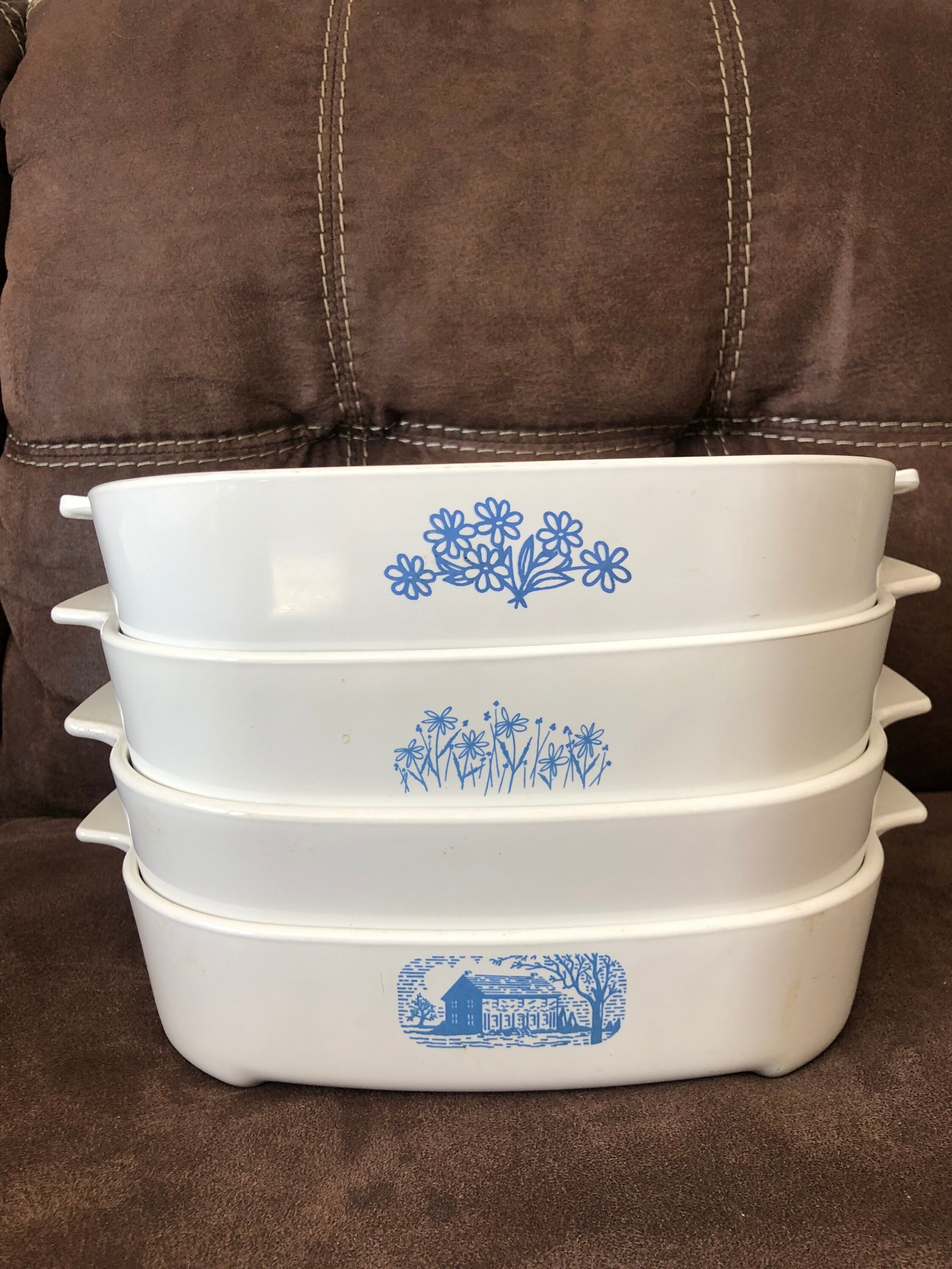 Vintage Corning Ware Browning Skillet Set: Blue Colonial House