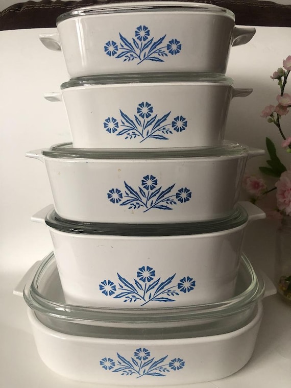 Blue and white corningware hotsell