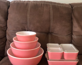 Pyrex Pink Fridgies 503, 502, 501, mixers 404, 403 402, 401