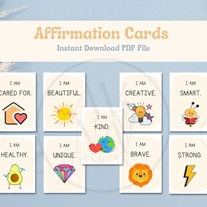 Affirmationen, Affirmationen für Kinder, Affirmationen für Jugendliche, Affirmation Card Deck, druckbare Affirmationen, Positivitätskarten für Kinder