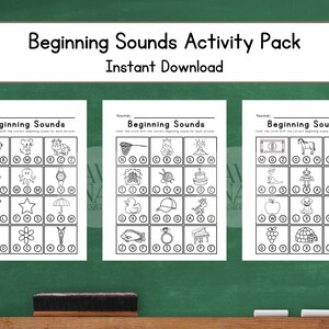 Beginning Sounds Worksheet, Letter Activity, Letter Sounds Worksheet, Preschool Literacy, Home school Activity, Kindergarten, Phonics,
