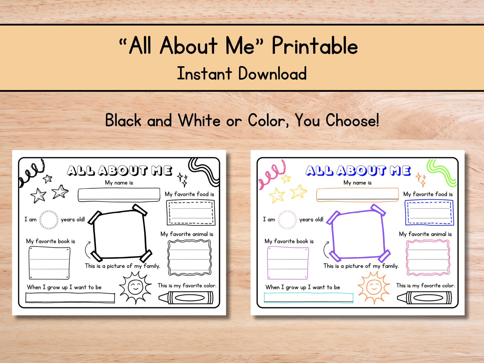 All About Me Printable Poster: First Day of School Activity (digital ...