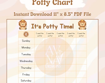 Toilet Training Charts, Potty Training Chart, Potty Learning, Potty Training, Digital Instant Download, Printable Potty Chart,Lion