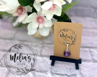 Raw Natuurlijke Amethist Punt Ketting.
