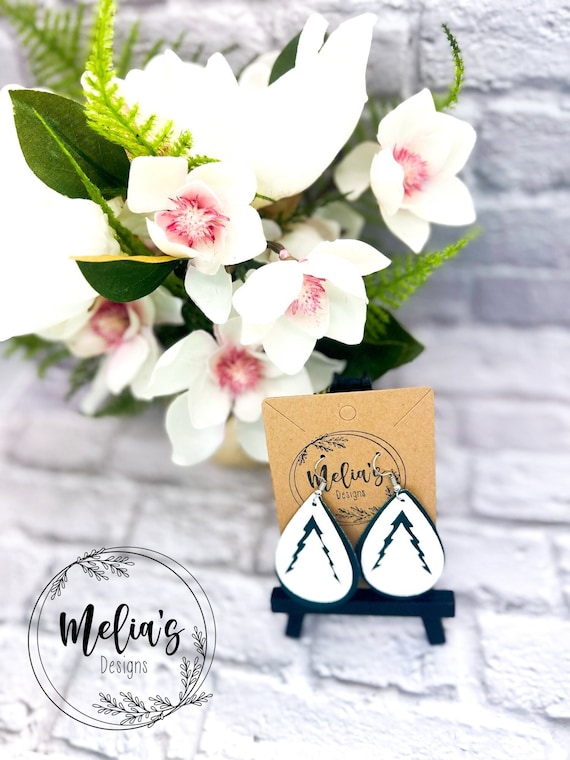 Pine Tree Faux leather Earrings