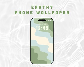 Mobile Wallpaper | LockScreen Wallpaper | Phone Wallpaper | Abstract Wave | Warm Minimalist Phone Background | Boho Earth Tone Green