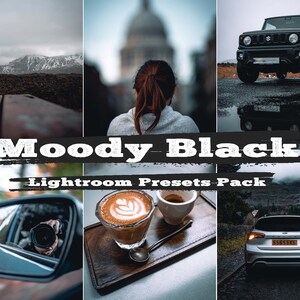 6 Presets do Lightroom: Presets Moody Lightroom, Presets para Lightroom Mobile e Desktop, Presets Pretos, Presets de Tema Preto | MOODY BLACK