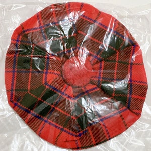 Unisex Scottish Tam O' Shanter Hat, Woolen Hats, Irish Red Tammy Cap