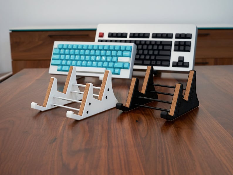 Double Keyboard Display Stand with cork padding image 1