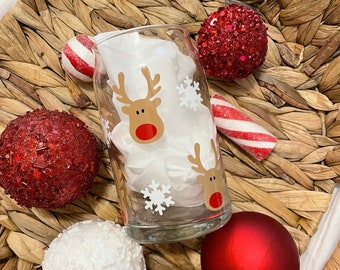 Reindeer snowflake glass can