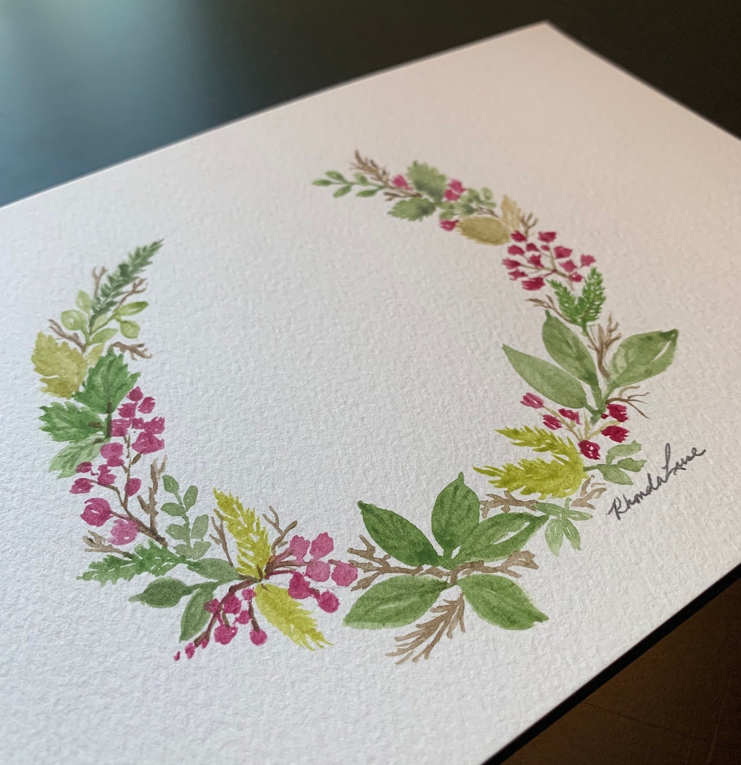 Hand-painted Watercolor Flower Wreath Print - Etsy