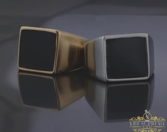 Two tone Signet Ring Mens Gold ring Silver ring for him