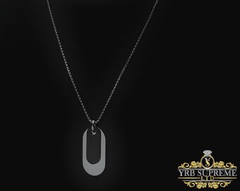 Men's Silver Dog Tag Pendant Necklace, Military Style Stainless Steel Jewelry