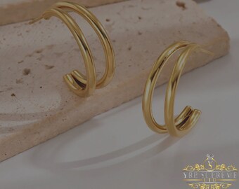 14k Gold Plated C Shape Earrings Modern Earrings Earrings for women