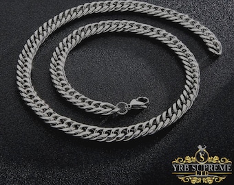 Silver Plated Curb Chain Mens Curb Chain 8mm Chain For Him
