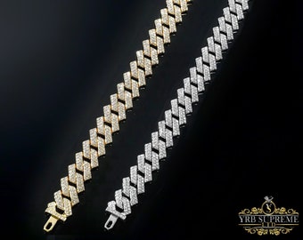 Diamond Bracelet  Gold Mens Bracelet Iced Out Bracelet Silver Bracelet for him