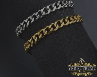 Gold Curb bracelet, Gold Bracelet For Him, Silver Bracelet Curb chain silver bracelet Waterproof jewelry