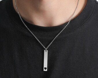 Titanium Love Pendant Men's Chain, Charm Necklace For Him, Friendship Necklace, Figure 8 Chain for Men