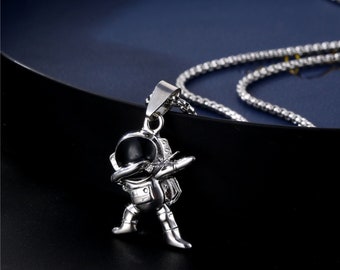 Astronaut Pendant Chain Silver Mens Chain Gift For Him