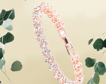 Rose Gold Crystal Bracelet | Women’s Gift Jewellery | Elegant Dainty Bracelet