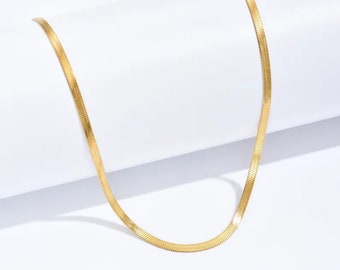 Women's Flat snake necklace Gold plated necklace Gift for her