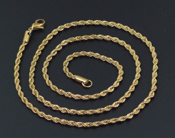 Gold Chain, Twisted Rope Chain, Gift For Boys, Waterproof Gold Layered Necklace
