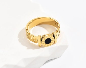 Gold plated Ring for her Roman numerals ring Gold jewelery Womans gifts