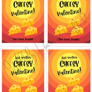 Cheesy Valentine's Day Printable Tags for Kid's School | Etsy