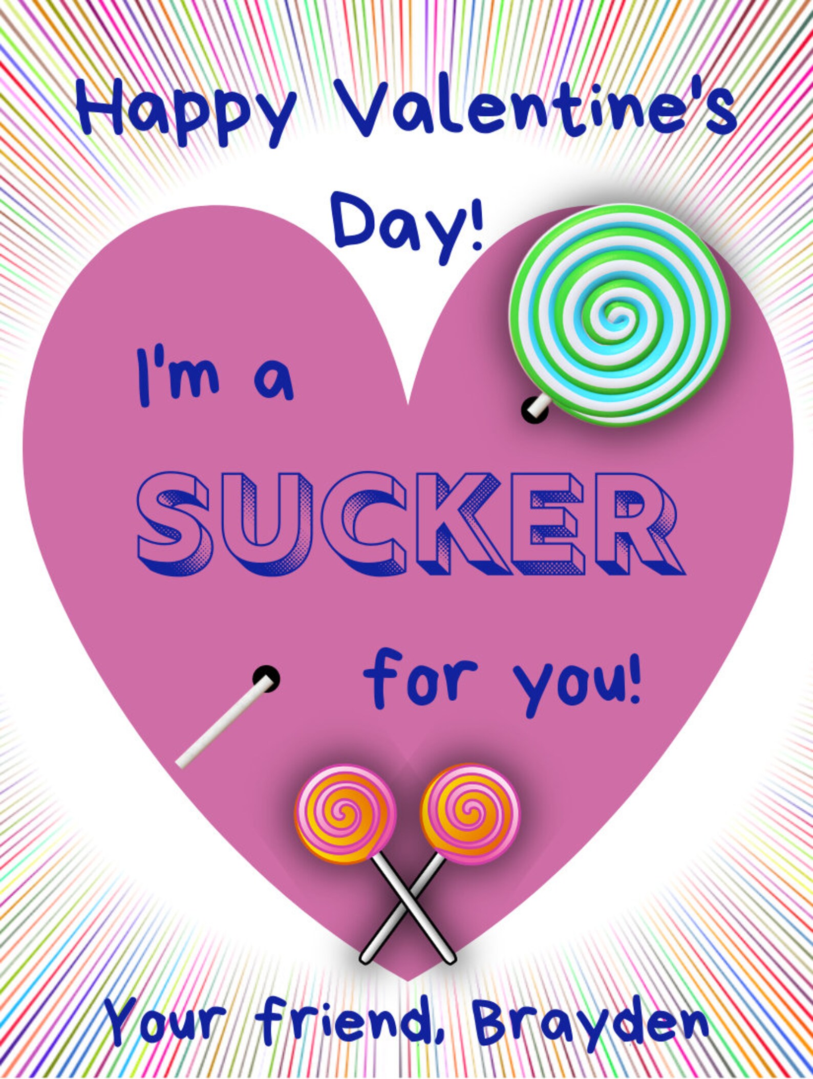 Sucker for You Valentine's Day Printable Cards for - Etsy