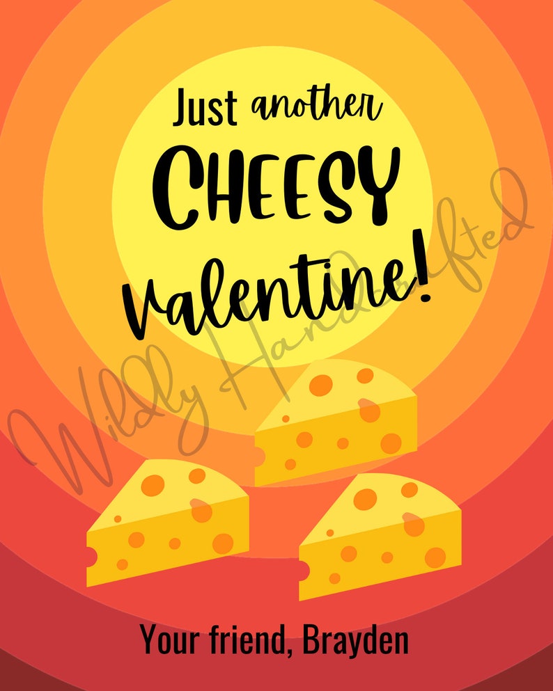 Cheesy Valentine's Day Printable Tags for Kid's School | Etsy