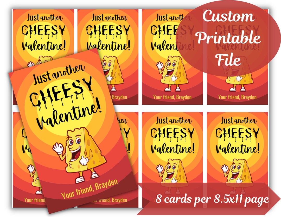 Cheesy Valentine's Day Printable Tags for Kid's School Party, Gifts for ...