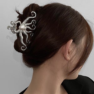 Unique Octopus Metal Hair Clip • High Quality Metal Hair Claw • Silver Cool Hair Claw Clip • Grunge Hair Claw • Party Event Hair Clip