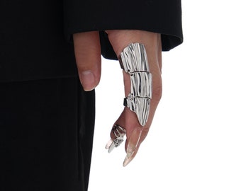 Fashion Adjustable Armor Finger Ring • Flexible Armor Gothic Joint Ring • Statement Ring • Unisex Knuckle Armor Ring • Full Finger Ring