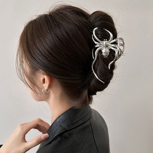 Unique Spider Metal Hair Clip High Quality Metal Hair Claw Silver Cool Hair Claw Clip Grunge Hair Claw Party Event Hair Clip image 3