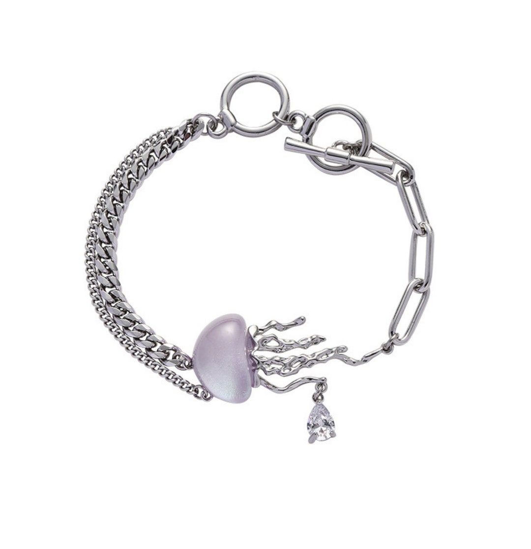 Purple Jellyfish Chain Bracelet Jellyfish Bracelet Etsy
