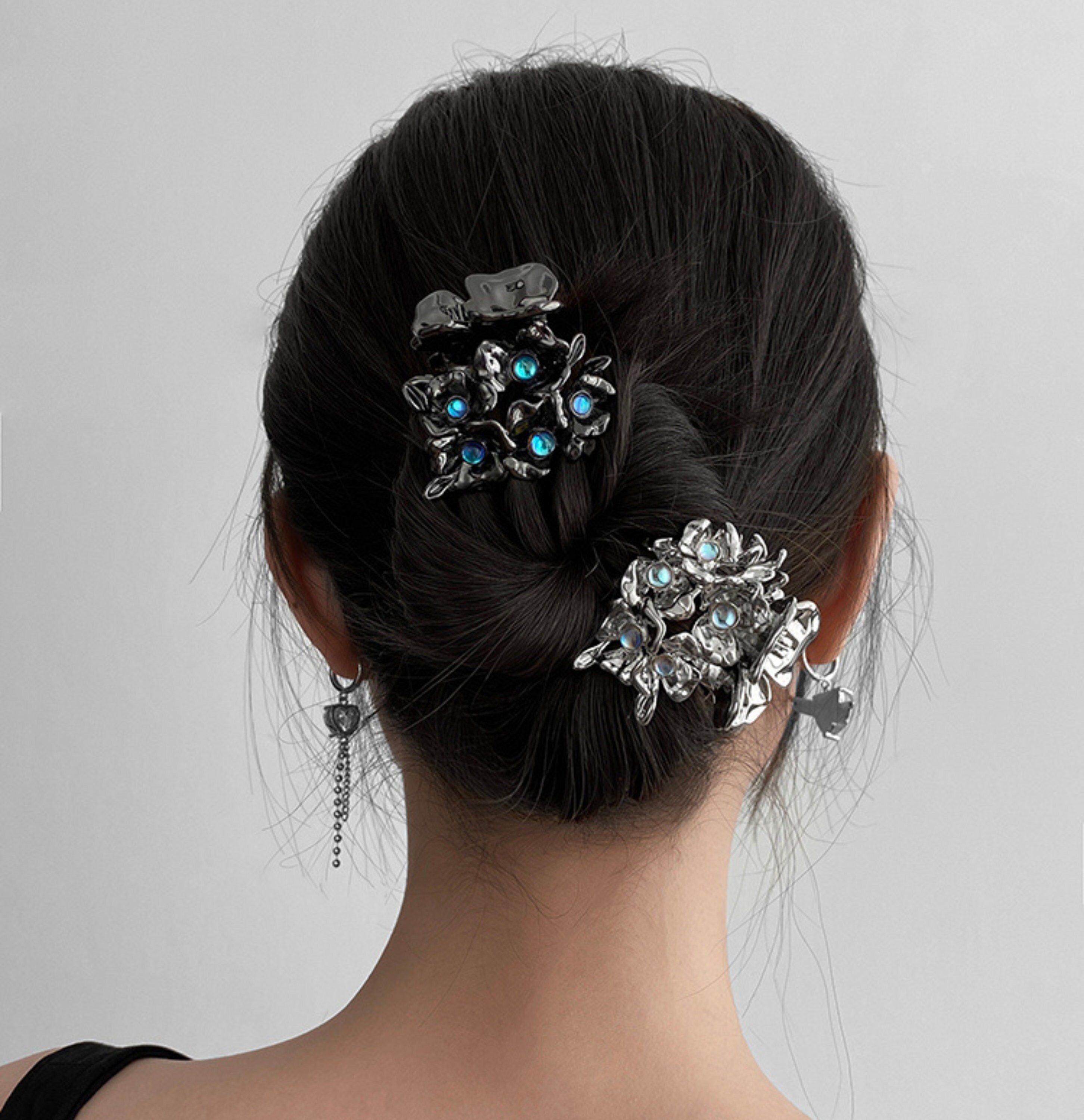 Mini Crystal Rhinestone Hair Claws Gripper Bangs Clips Holder Casualfashion 4Pcs Cute Korean Fashion Hair Accessories 