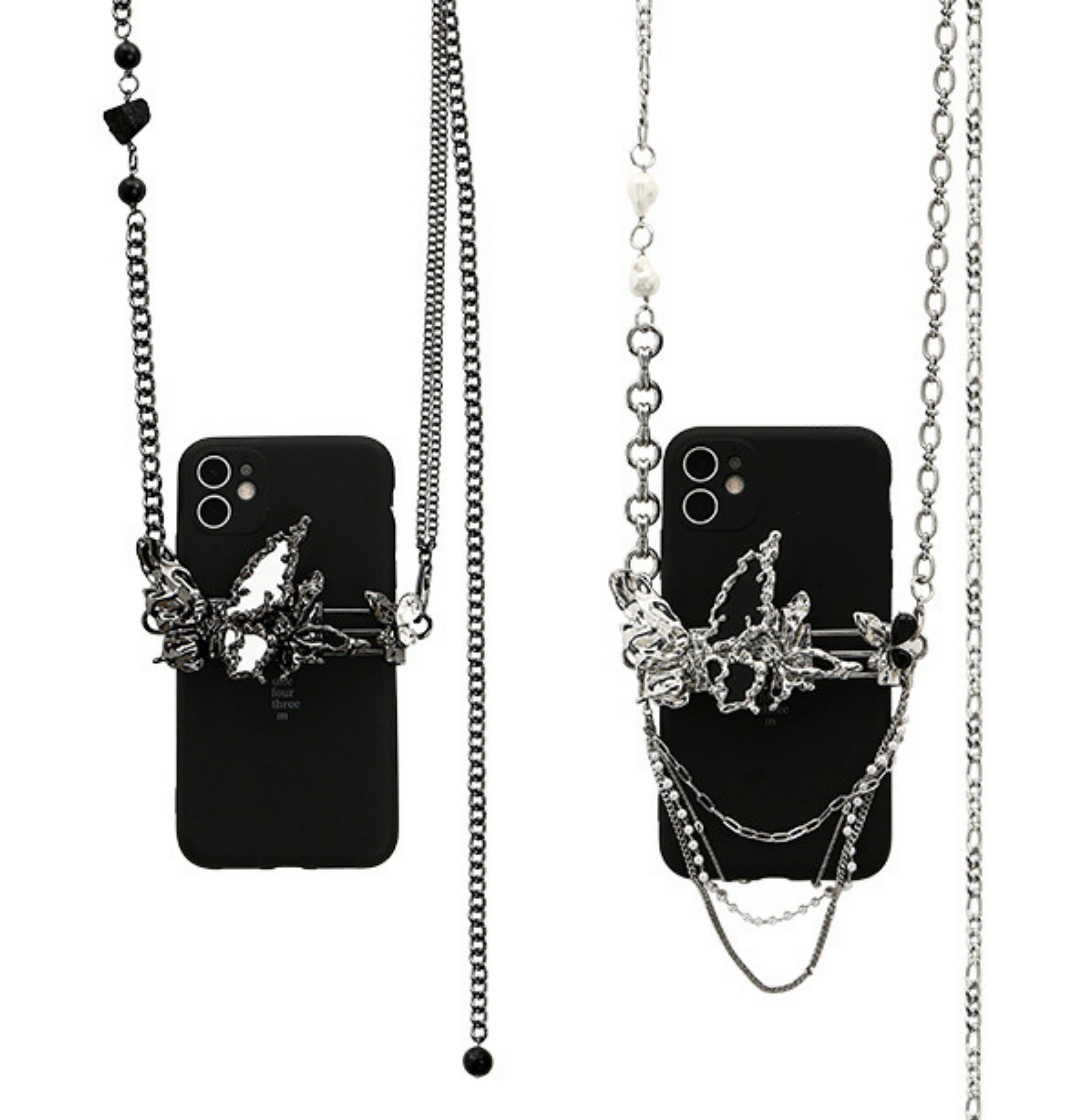 Butterfly Crossbody Phone Holder With Chain Metal Crossbody Etsy