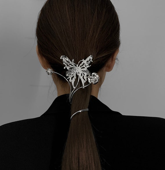 Metal Hair Clip Unique Butterfly Silver - Etsy