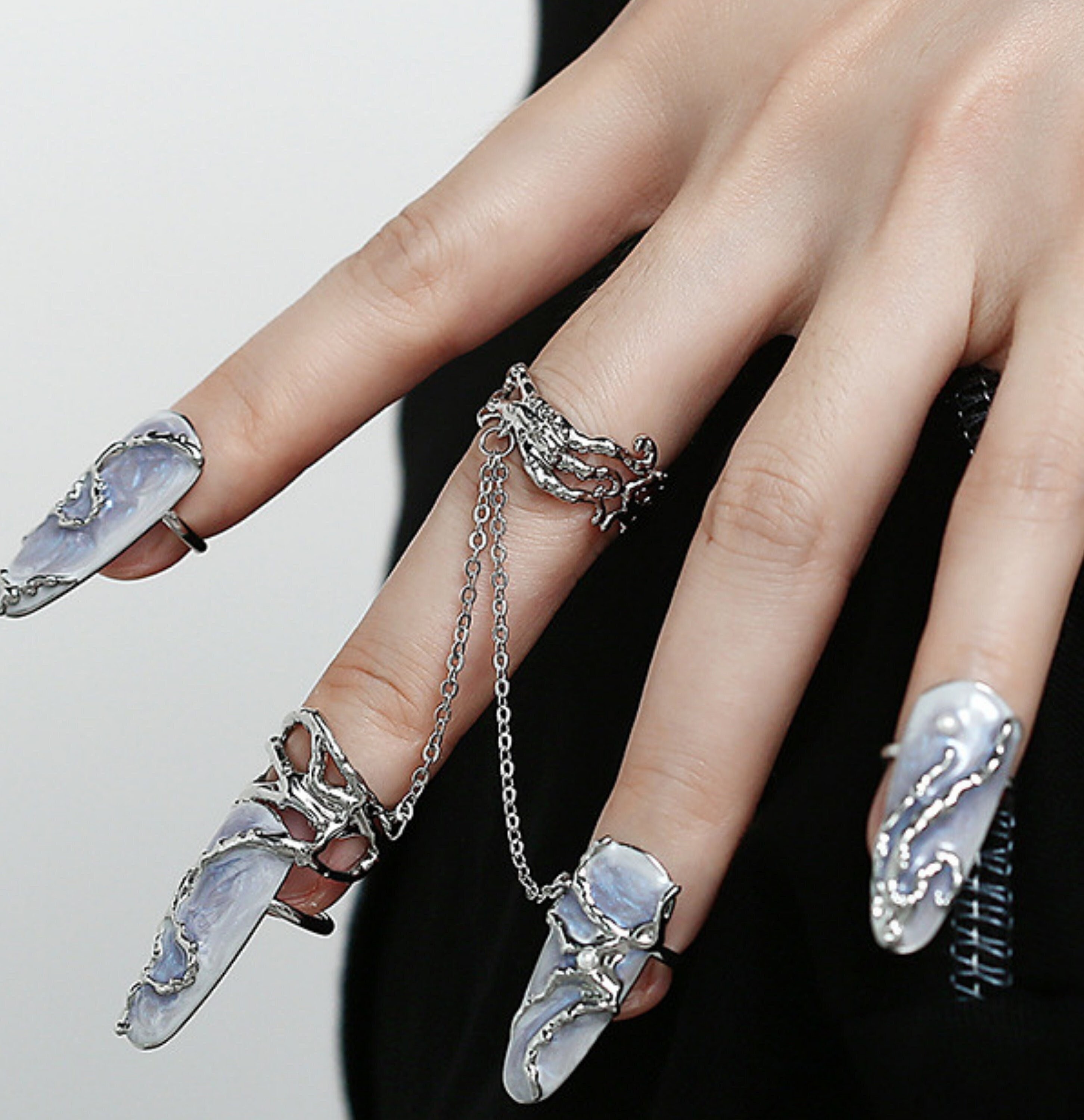 Dreamy Purple Adjustable Fingernail Rings Purple Pearl Fingertip