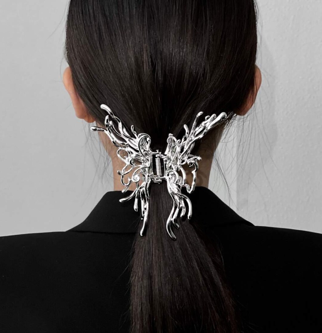 High Quality Large Butterfly Hair Claw Unique Bun Holder Metal Hair ...