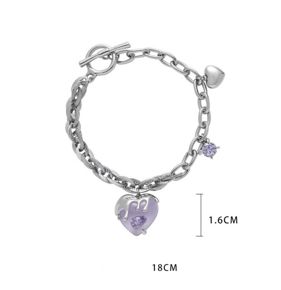 de corazón diamantes de imitación púrpura con - Etsy España