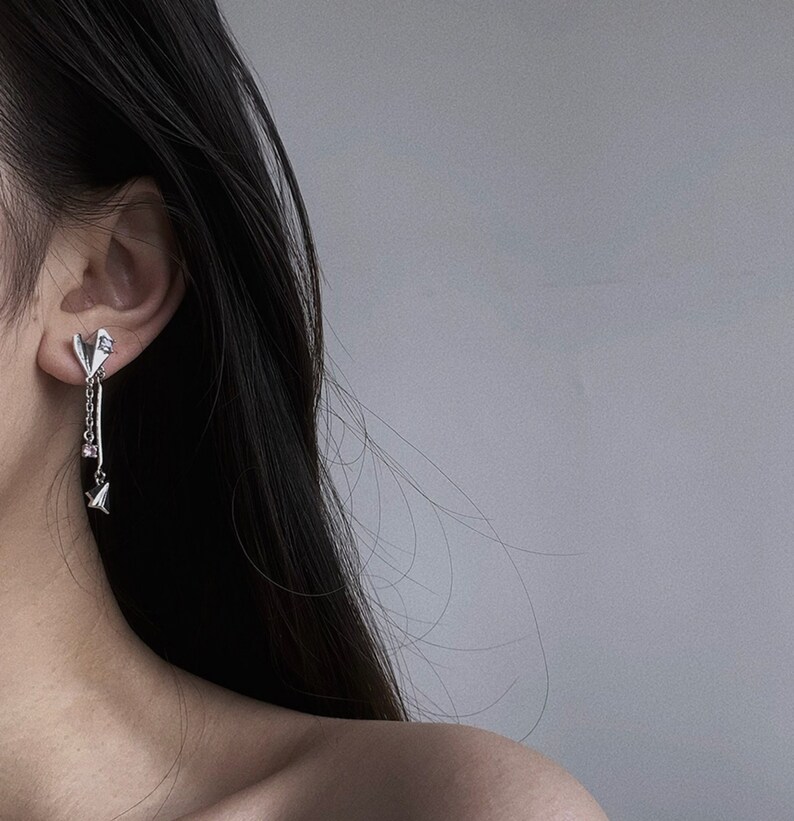 Y2K Paper Airplane Asymmetrical Earring Summer Y2K Earring Etsy