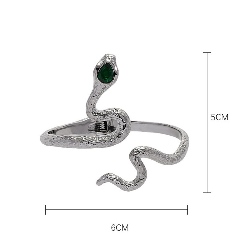 Snake Bracelet With Emerald Eyes Silver or Black Serpent Etsy