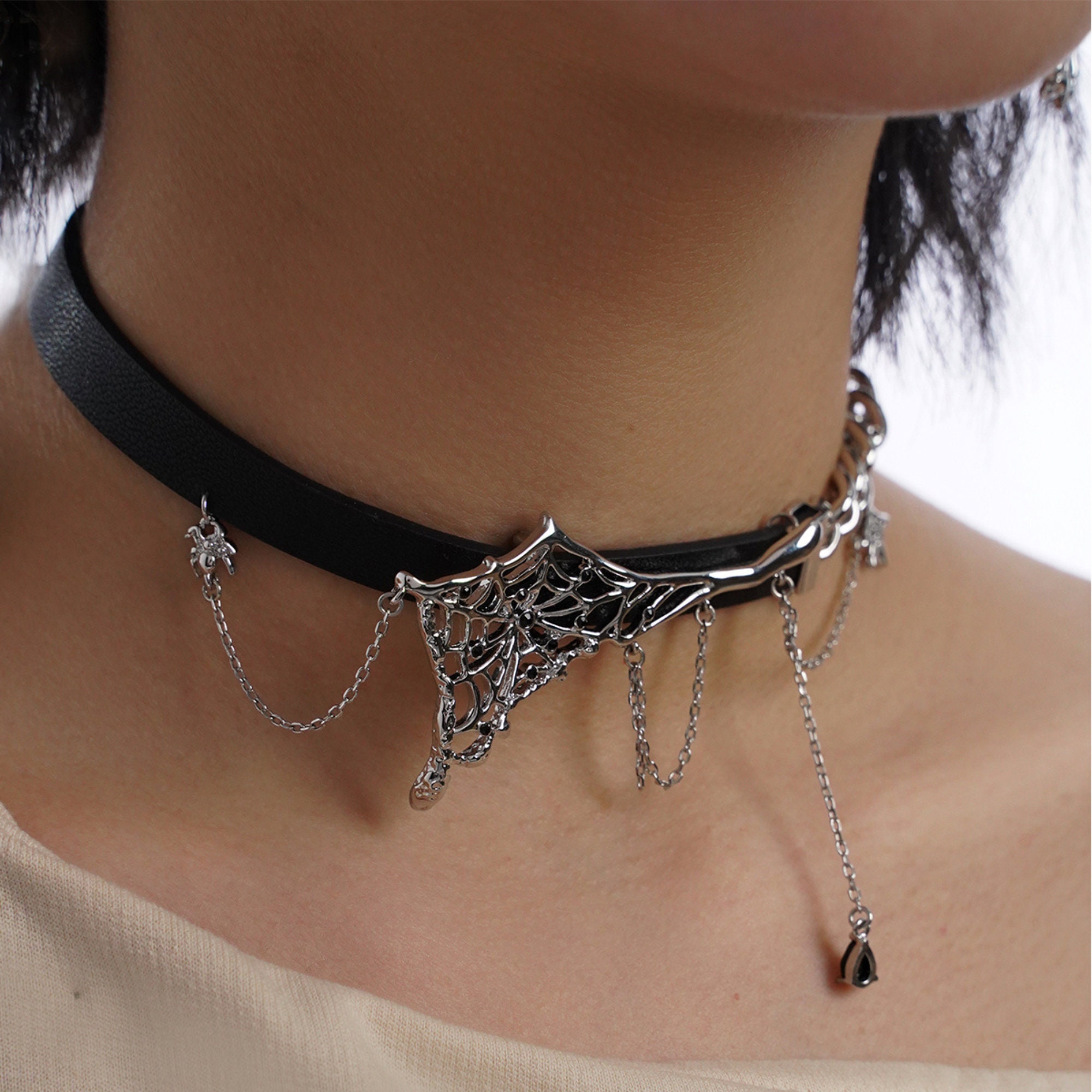 Gothic Spinnennetz Halsband Punk Spinne Halsband Spinne Halskette Spinne  Schmuck Goth Schmuck Hexe Halskette Gothic Ästhetik - .de