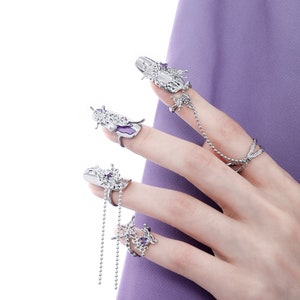 Purple Butterfly Adjustable Fingernail Rings Fingertip Ring - Etsy
