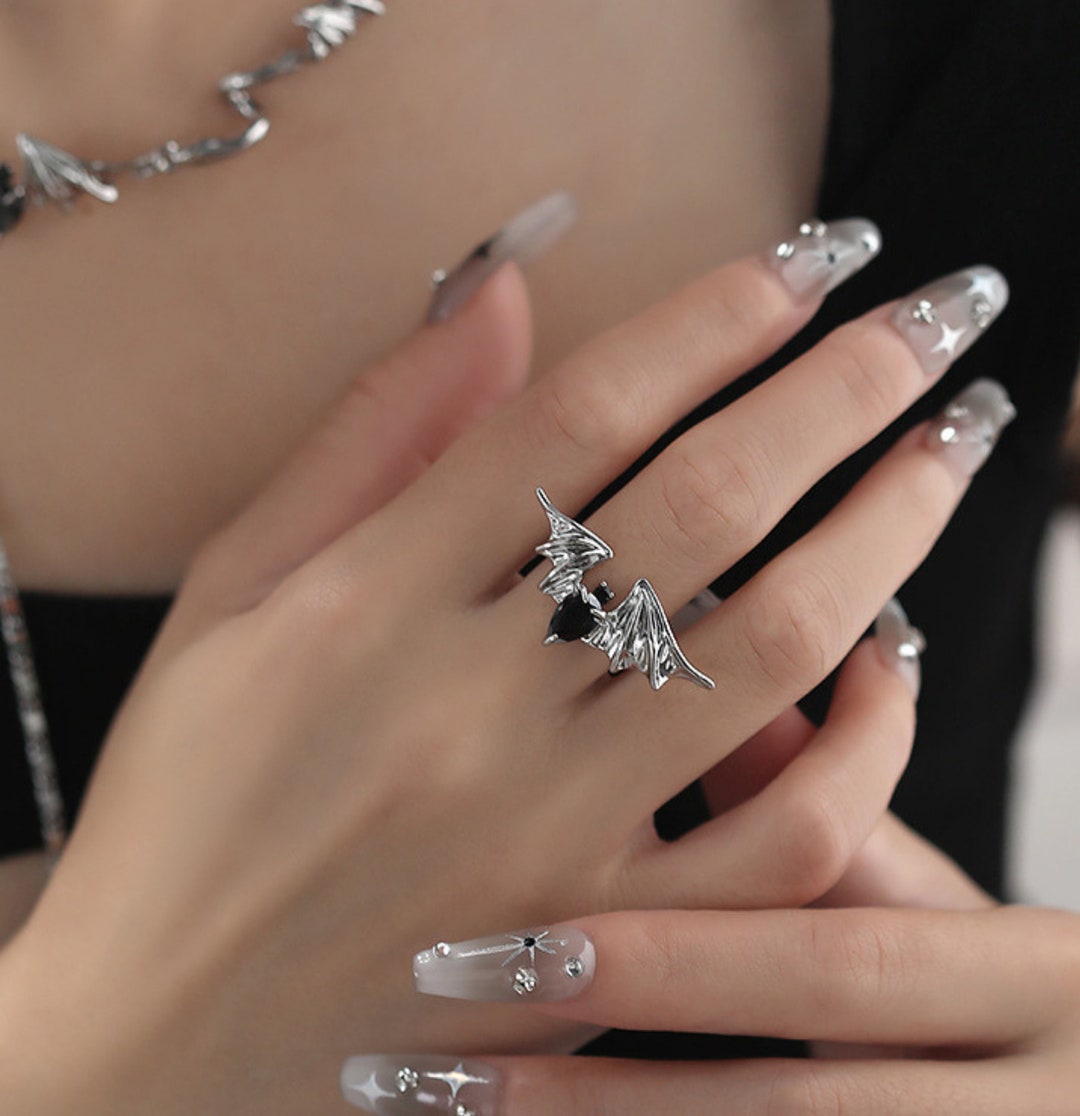 Silver Black Bat Ring Bat Ring Black Bat Ring Bat - Etsy