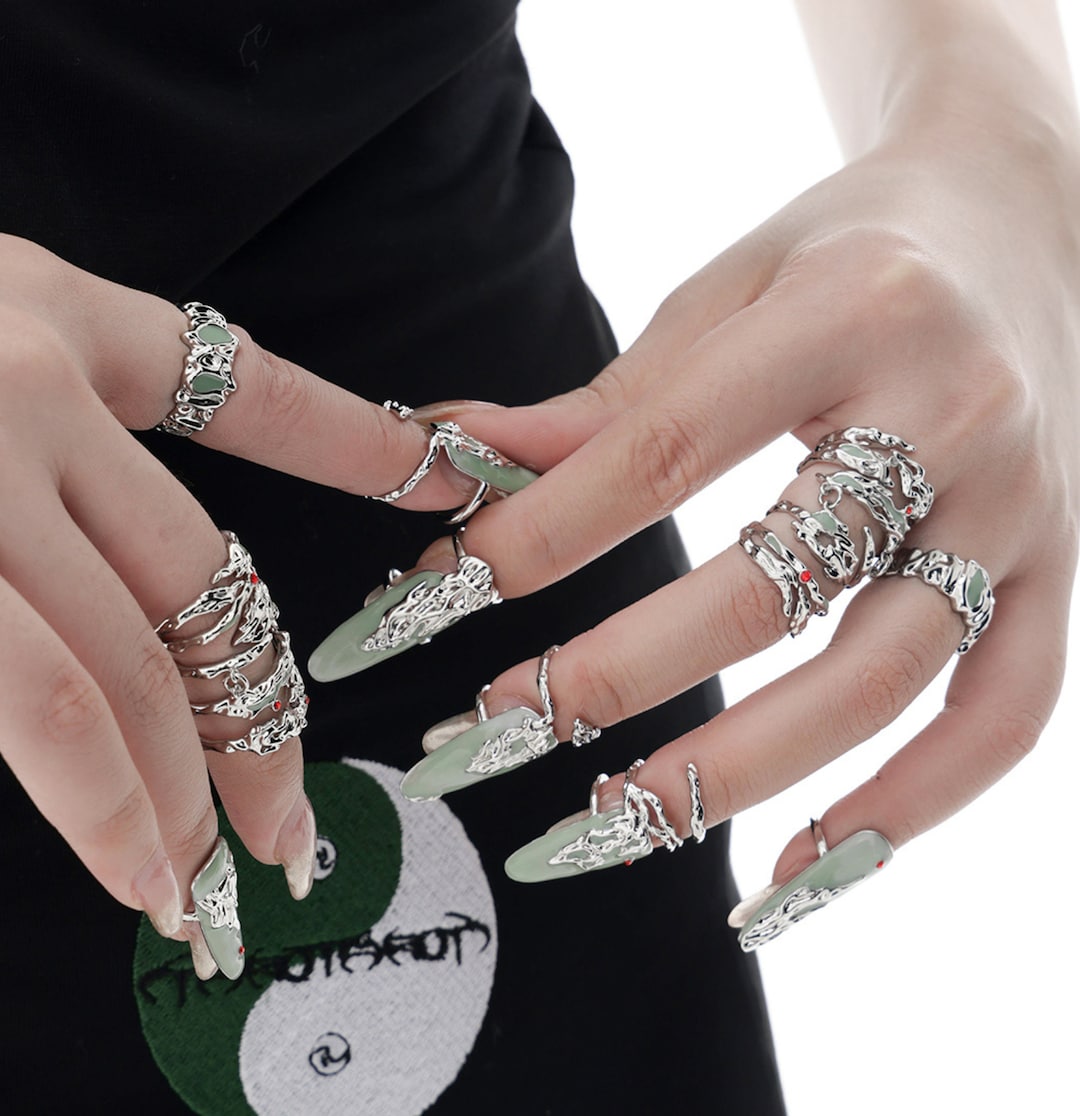 Fierce Green Adjustable Fingernail Rings Fire Fingertip Ring - Etsy