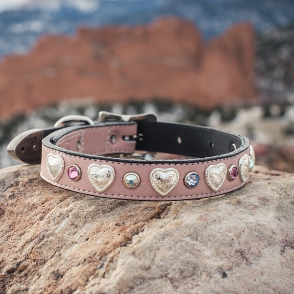 Pink Crystal Dog Collar - Pink Leather Dog Collar - Gifts for Do Lover - Crystal Dog Collars - Pink Dog Collars - Fancy Dog Collars