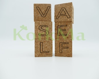 KorkMa Cube Letters & Number Set made of Cork - 30 Building Blocks